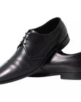 Dolce & Gabbana Black Leather Derby Formal Dress Men Shoes