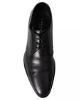 Dolce & Gabbana Black Leather Derby Formal Dress Men Shoes
