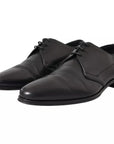 Dolce & Gabbana Black Leather Derby Formal Dress Men Shoes