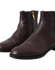 Dolce & Gabbana Brown Leather AMORE Flats Ankle Boots Shoes