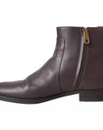 Dolce & Gabbana Brown Leather AMORE Flats Ankle Boots Shoes