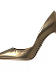 Dolce & Gabbana Bronze Leather Embellished Heels Pumps Shoes