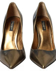 Dolce & Gabbana Bronze Leather Embellished Heels Pumps Shoes