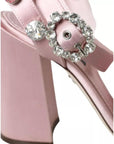Dolce & Gabbana Pink Turkey Feather Crystal Sandals Shoes