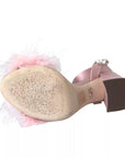 Dolce & Gabbana Pink Turkey Feather Crystal Sandals Shoes