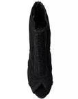 Dolce & Gabbana Black Tulle Stiletto Heels Short Boots Shoes
