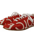 Dolce & Gabbana Red White Leather Mens Logo Casual Sneakers Shoes