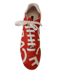 Dolce & Gabbana Red White Leather Mens Logo Casual Sneakers Shoes