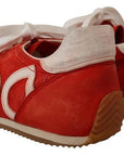 Dolce & Gabbana Red White Leather Mens Logo Casual Sneakers Shoes