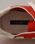 Dolce & Gabbana Red White Leather Mens Logo Casual Sneakers Shoes