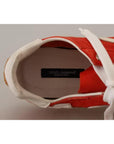 Dolce & Gabbana Red White Leather Mens Logo Casual Sneakers Shoes