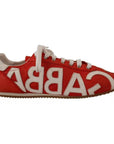 Dolce & Gabbana Red White Leather Mens Logo Casual Sneakers Shoes