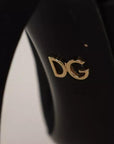 Dolce & Gabbana Black Embellished Heels Slingback Charmeuse Shoes