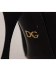Dolce & Gabbana Black Embellished Heels Slingback Charmeuse Shoes