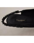 Dolce & Gabbana Black Embellished Heels Slingback Charmeuse Shoes