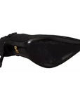 Dolce & Gabbana Black Embellished Heels Slingback Charmeuse Shoes