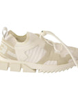 Dolce & Gabbana White Fabric Suede Sorrento Lace Up Sneakers Shoes