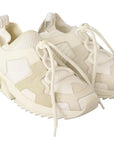 Dolce & Gabbana White Fabric Suede Sorrento Lace Up Sneakers Shoes