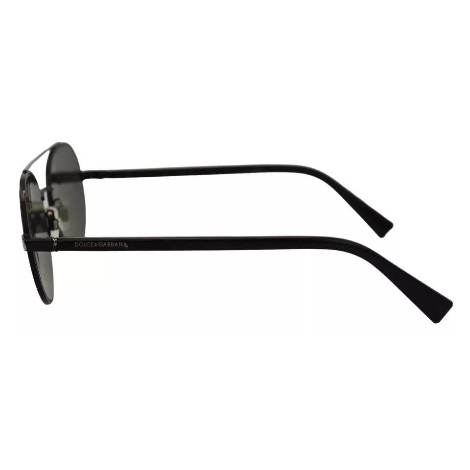 Dolce & Gabbana Matte Black Steel Frame Green Lens DG2245 Sunglasses