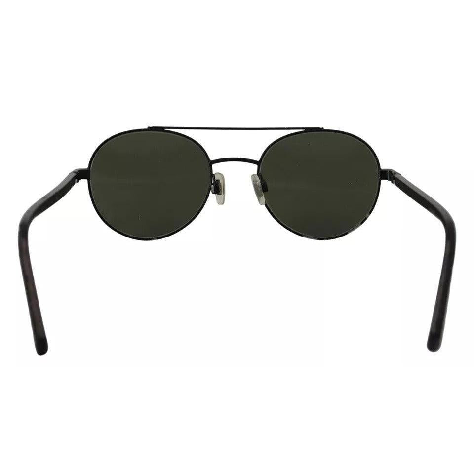 Dolce & Gabbana Matte Black Steel Frame Green Lens DG2245 Sunglasses