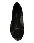 Dolce & Gabbana Black Floral Lace Loafers Flats Shoes