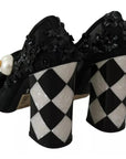 Dolce & Gabbana Black Floral Embellish Heels Mary Janes Pumps Shoes