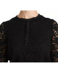 Dolce & Gabbana Black Lace Long Sleeve Blouse Nylon Top