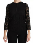 Dolce & Gabbana Black Lace Long Sleeve Blouse Nylon Top