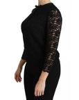 Dolce & Gabbana Black Lace Long Sleeve Blouse Nylon Top