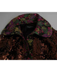 Dolce & Gabbana Multicolor Sequined Long Coat Jaquard Jacket