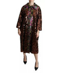 Dolce & Gabbana Multicolor Sequined Long Coat Jaquard Jacket