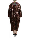 Dolce & Gabbana Multicolor Sequined Long Coat Jaquard Jacket