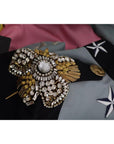 Dolce & Gabbana Blue Button Crystal Embellished Cotton Jacket