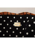 Dolce & Gabbana Black Beige Straw Basket Tote Pom Pom Crystals Bag