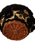 Dolce & Gabbana Black Beige Straw Basket Tote Pom Pom Crystals Bag