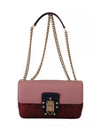 Dolce & Gabbana Pink Red Exotic Skins Gold Chain Purse LUCIA Leather Bag