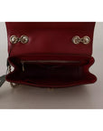 Dolce & Gabbana Pink Red Exotic Skins Gold Chain Purse LUCIA Leather Bag