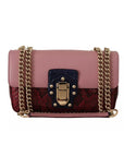 Dolce & Gabbana Pink Red Exotic Skins Gold Chain Purse LUCIA Leather Bag