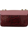 Dolce & Gabbana Pink Red Exotic Skins Gold Chain Purse LUCIA Leather Bag