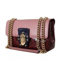 Dolce & Gabbana Pink Red Exotic Skins Gold Chain Purse LUCIA Leather Bag