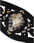Dolce & Gabbana Black Canvas Embellished Waist Women Belt