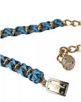 Dolce & Gabbana Blue Braided Gold Brass Chain Waist Belt