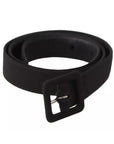 Dolce & Gabbana Black Velvet Leather Logo Waist Buckle Belt