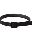Dolce & Gabbana Black Velvet Leather Logo Waist Buckle Belt