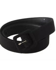 Dolce & Gabbana Black Velvet Leather Logo Waist Buckle Belt