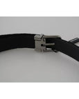 Dolce & Gabbana Black Velvet Leather Silver Buckle Belt