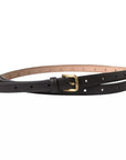Dolce & Gabbana Dark Brown Leather Gold Metal Buckle Women Belt