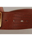 Dolce & Gabbana Brown Wide Waist Design Leather Gold Metal Buckle Belt