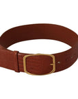 Dolce & Gabbana Brown Wide Waist Design Leather Gold Metal Buckle Belt
