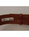 Dolce & Gabbana Brown Wide Waist Design Leather Gold Metal Buckle Belt